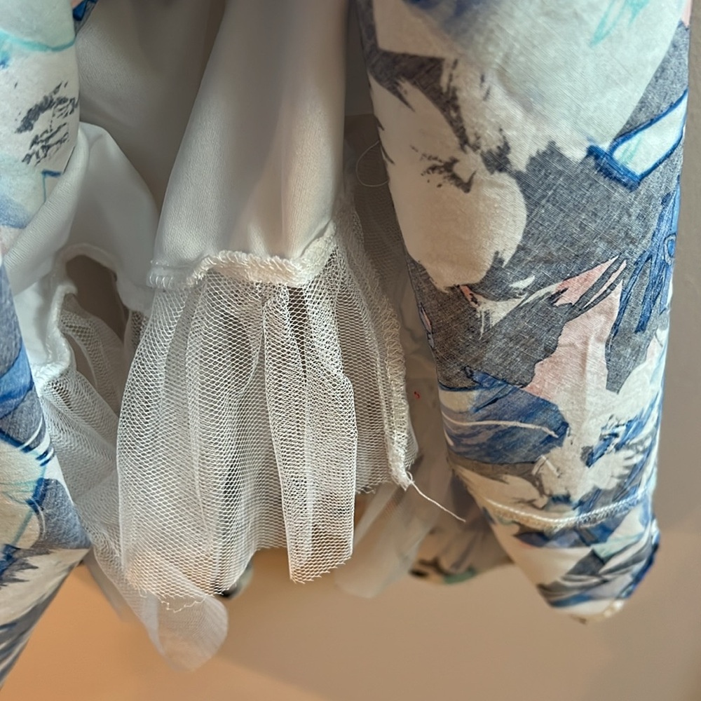 Bailey Blue Size Medium Junior Dress Floral Blue Back Out Mini Lined w/trellis - Picture 4 of 5